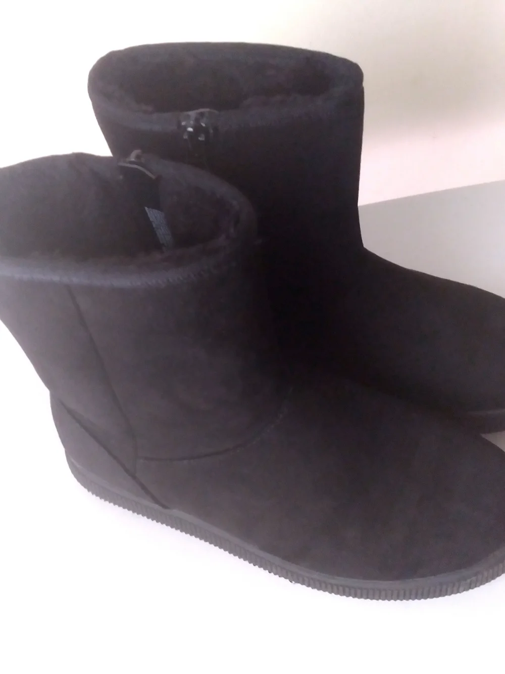 Cat & Jack Girls Black Mid-Calf Winter Zip Boots Faux Fur Lined Size 3